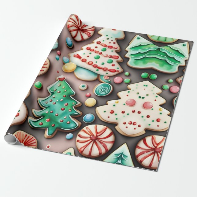 Papier Cadeau Sucré Noël et Nouvel An Sucre cookies (Déroulé)
