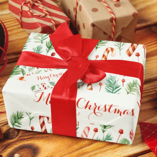 Papier Cadeau Sucres de canne doux et mignons Joyeux Noël (Créateur téléchargé)