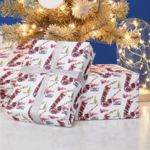 Papier Cadeau Sucres de canne en papier d'enveloppement de Noël