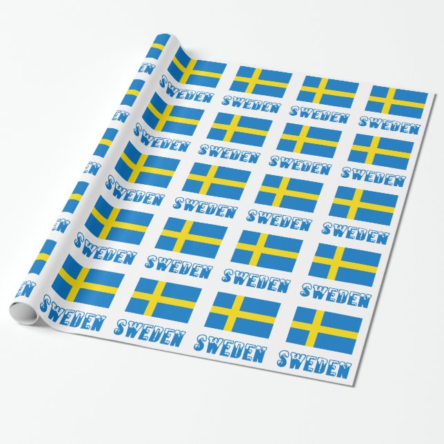 Papier Cadeau Suède et drapeau suédois (Déroulé)