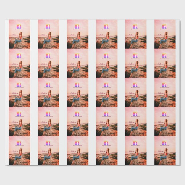 Papier Cadeau suivez-nous nom d'utilisateur facebook média socia (Plat)