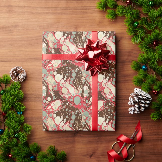 Papier Cadeau Suminagashi Papier classique Motif rose (Cadeau de vacances)