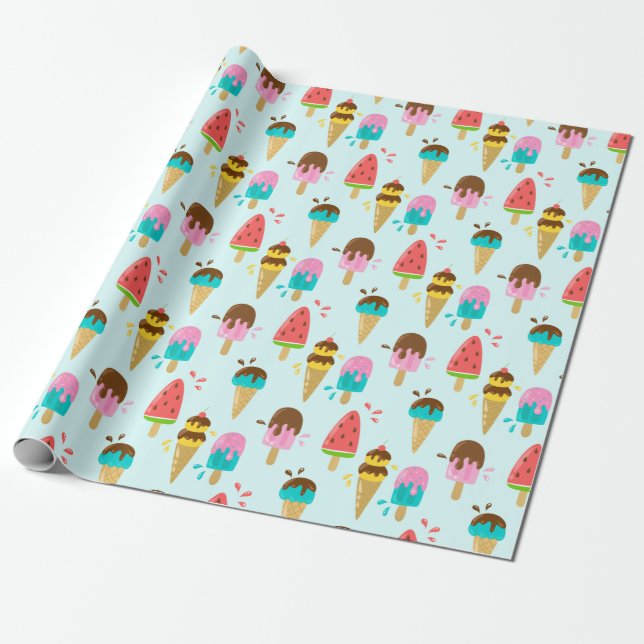 Papier Cadeau Summer Pattern Wrapping Paper (Déroulé)