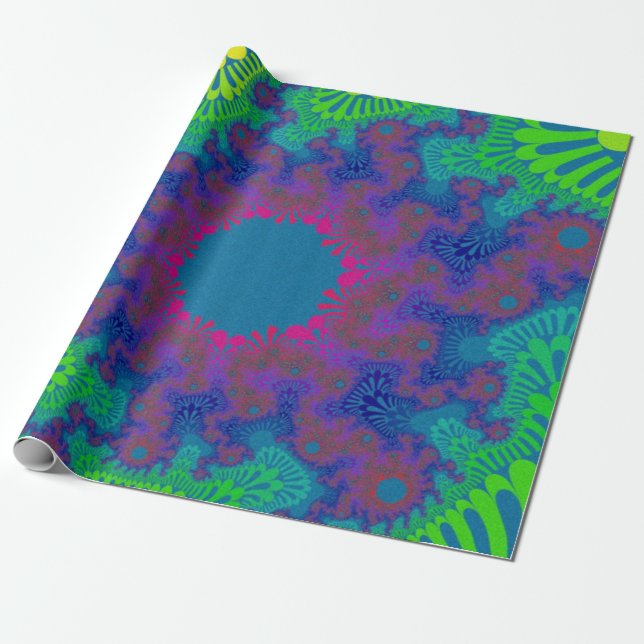 Papier Cadeau Sunburst arc-en-ciel vert (Déroulé)
