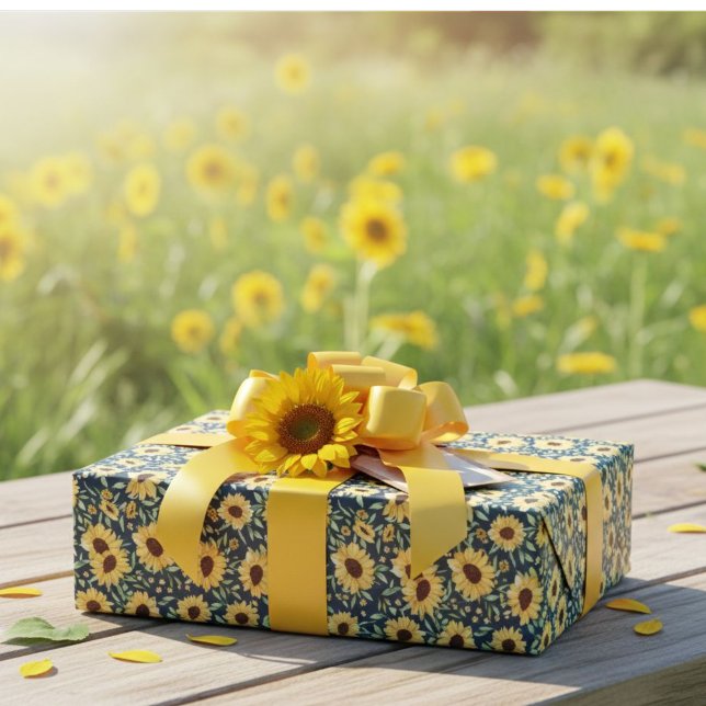 Papier Cadeau Sunflower and Foliage Pattern Gift Wrap Paper  (Créateur téléchargé)