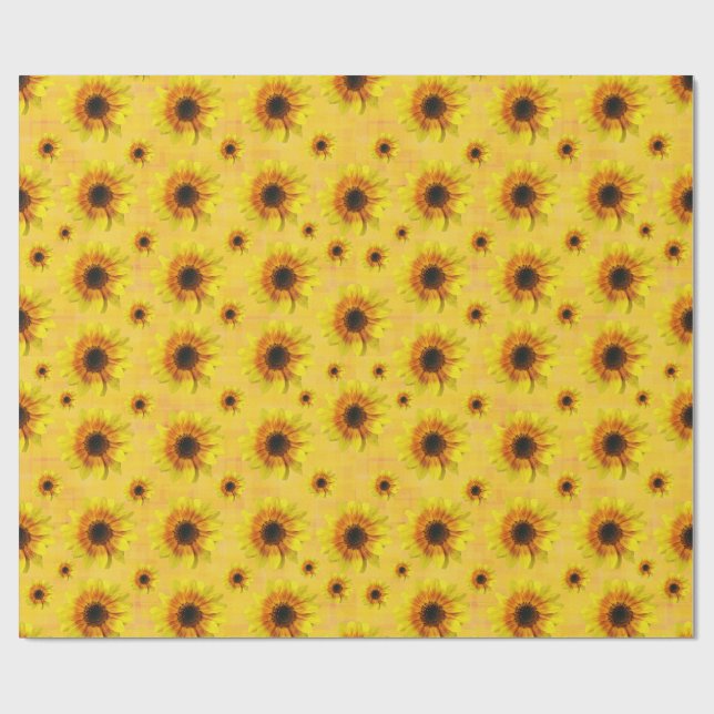 Papier Cadeau Sunflower Floral Rustic Country Wrapping Paper (Plat)