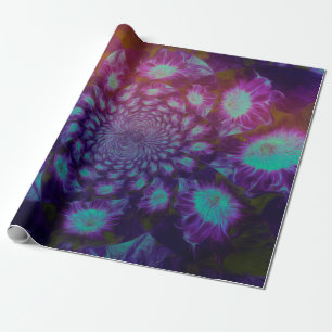 Papier Cadeau Sunflower Turquoise Purple Art Découpage Abstrait