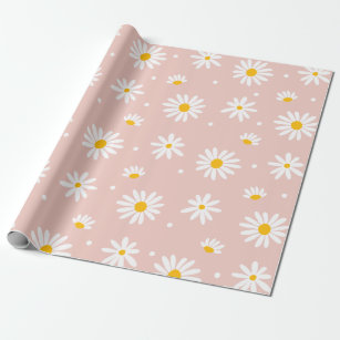 Papier Cadeau Super Blush Boho Daisy Floral Garden Motif