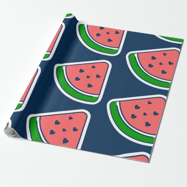 Papier Cadeau super coeur pastèque fruit valentine 1960 (Déroulé)