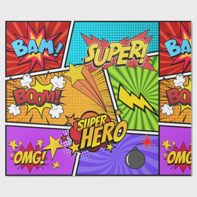 Papier Cadeau super héros  (Plat)