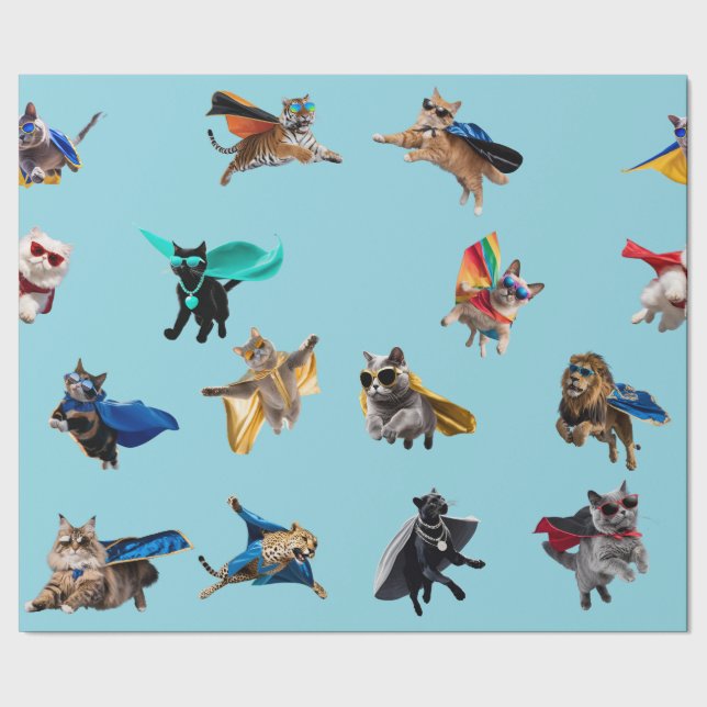 Papier Cadeau Super-héros félins (Couture)