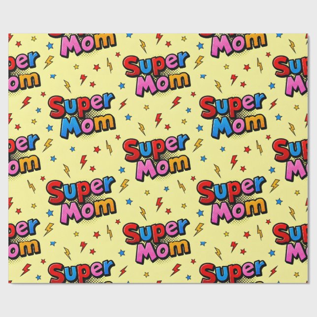 Papier Cadeau Super Maman (Plat)