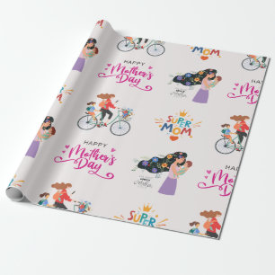 Papier Cadeau Super Maman Fête des Mères