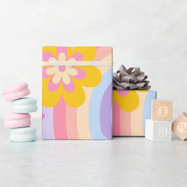 Papier Cadeau Super One Retro Rainbow 1er anniversaire (Baby Shower)