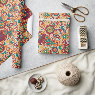 Papier Cadeau Super Psychédélique 60s les années 70 Floral Anniv