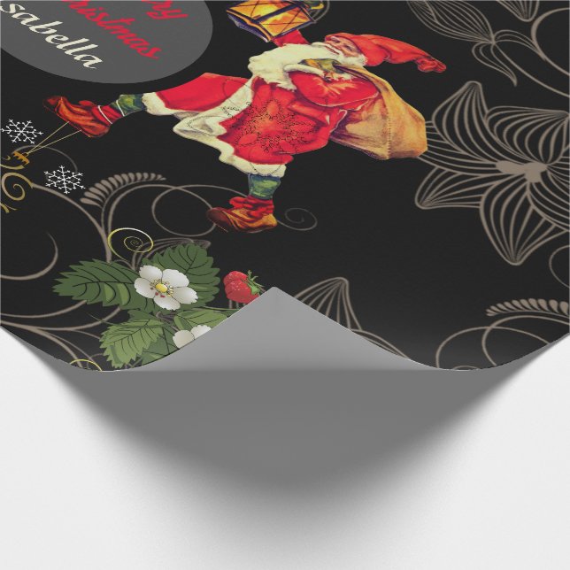 Papier Cadeau Superbe couverture de fleur de Noël noire (Coin)
