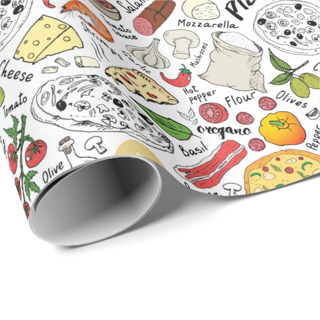 Papier Cadeau Superbe soirée pizzeria carrelée (Coin rond)