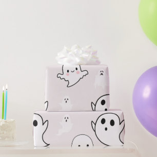 Papier Cadeau Superbes fantômes blancs mignons Halloween beige c