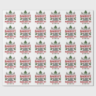 Papier Cadeau Sur la liste des vilains cloué c'est drôle Noël 
