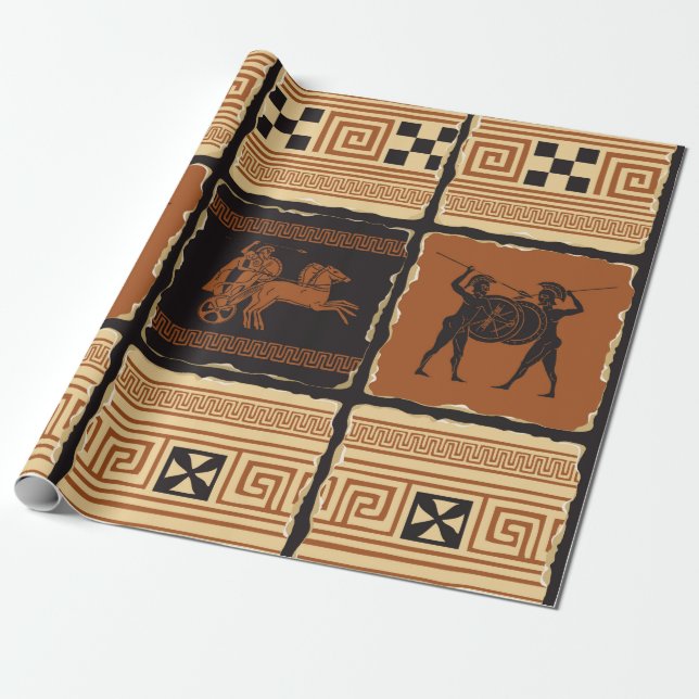 Papier Cadeau  sur le thème de la Grèce antique sous forme d'un  (Déroulé)