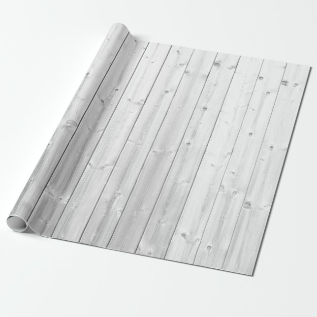 Papier Cadeau Surface en bois de texture blanche (Déroulé)