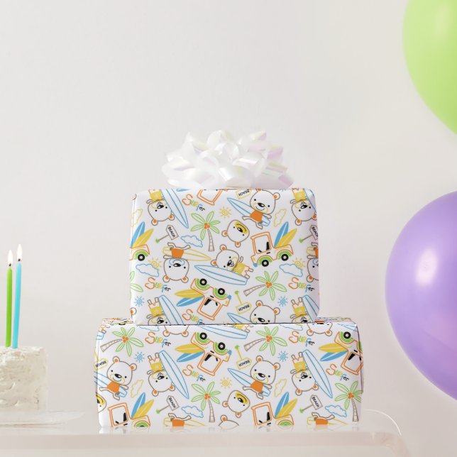 Papier Cadeau Surfeurs Nounours  (Cadeaux de fête)