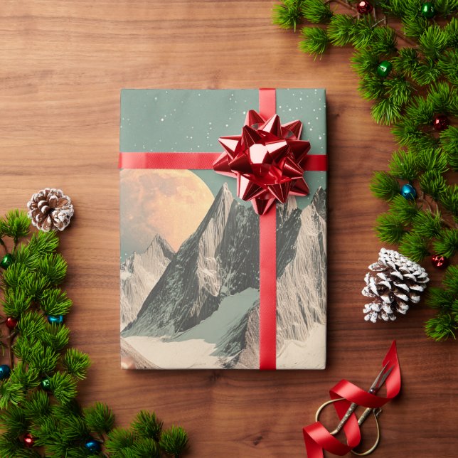 Papier Cadeau Surreal Mountain Landscape With Blooming Flowers (Cadeau de vacances)