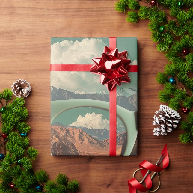 Papier Cadeau Surreal Portrait With Glasses Reflecting Desert (Cadeau de vacances)