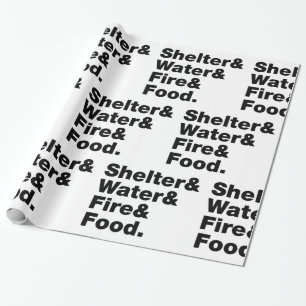 Papier Cadeau Survie (Abri & Eau & Feu & Nourriture).