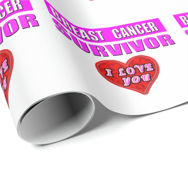 Papier Cadeau Survivant de cancer du sein (Coin rond)