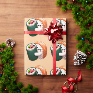 Papier Cadeau Sushi Hug Art souriant pour les amateurs de nourri