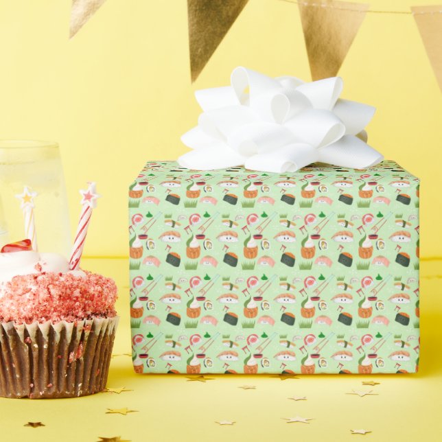 Papier Cadeau Sushi Kawaii Joyeux  (Fête d'anniversaire)