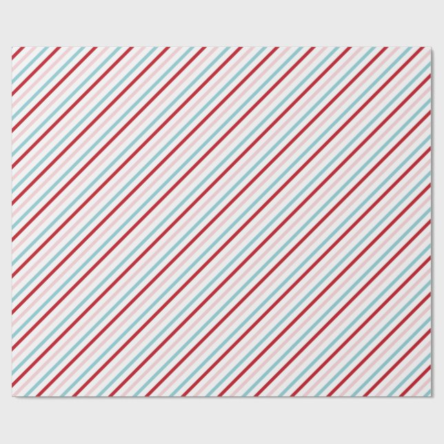 Papier Cadeau Sweet Candy Stripe Red Pink Blue Holiday/Bday  (Plat)