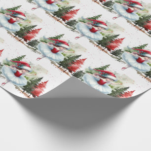 Papier Cadeau Sweet Christmas Ballerina Girl in a Pine Forest