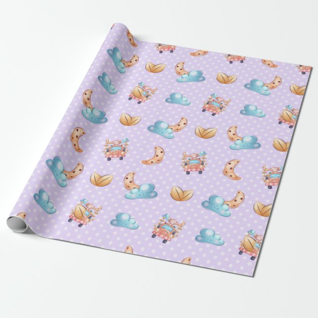 Papier Cadeau Sweet Dreams Baby Monkey Motif (Déroulé)
