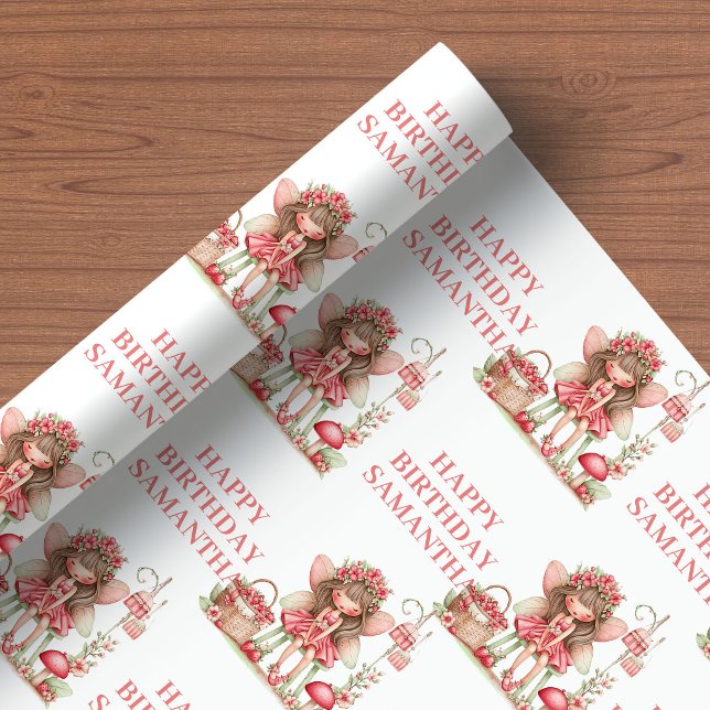 Papier Cadeau Sweet Fairy Girl Blush Floral Birthday Wrapping   (Sweet Fairy Girl Blush Floral Birthday Wrapping Paper

)