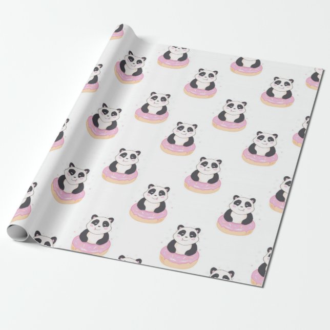 Papier Cadeau Sweet Panda Motif (Déroulé)