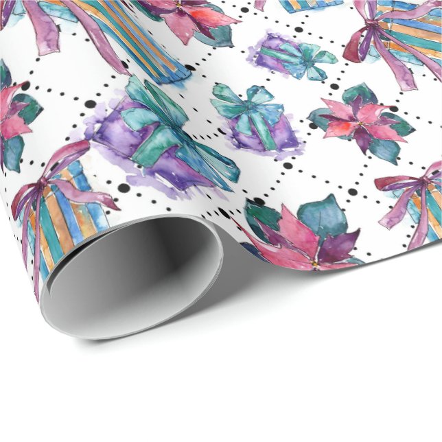 Papier Cadeau Sweet Pastel Noël Aquarelle Enveloppement Cadeau (Coin rond)