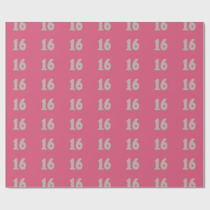 Papier Cadeau Sweet sixteen d'or argent rose enveloppement d'ann