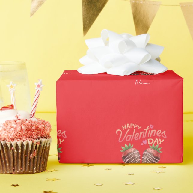 Papier Cadeau Sweet Strawberry Valentine's Day Personalized  (Fête d'anniversaire)