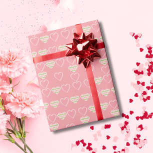 Papier Cadeau Sweet Valentine Jacquard Coeurs Carrelés