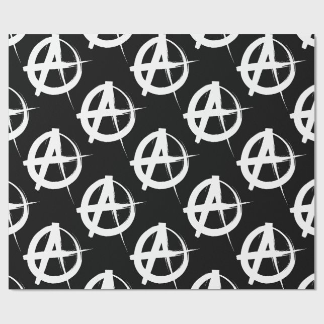 Papier Cadeau symbole anarchique noir et blanc (Plat)