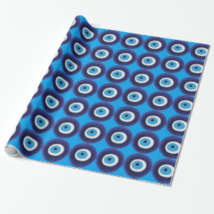 Papier Cadeau Symbole bleu de perle d'amulette mauvaise de