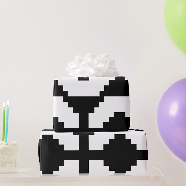 Papier Cadeau Symbole de croix noire en art pixelisé (Créateur téléchargé)