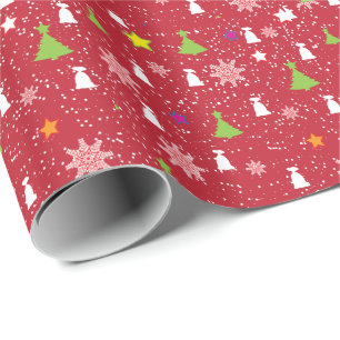 Papier Cadeau Symbole de Noël mignon Motif rouge blanc et vert