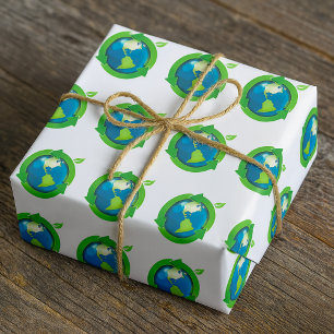 Papier Cadeau Symbole de recyclage Terre Écologique