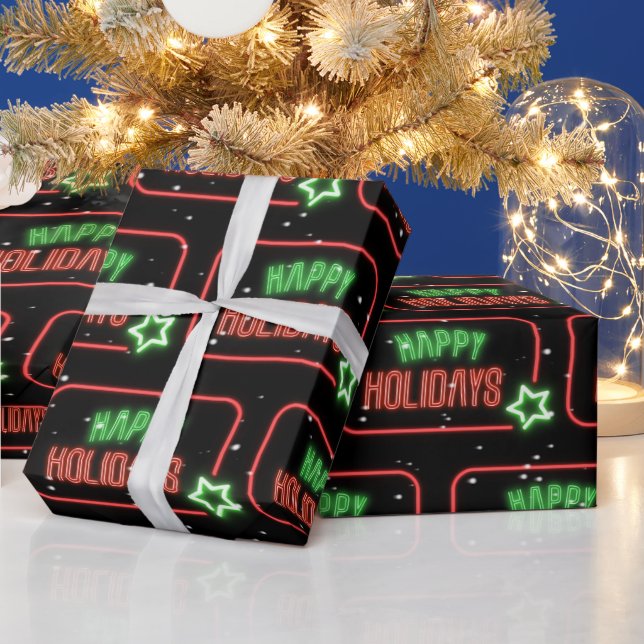 Papier Cadeau SYMBOLE DES JEUX DE VACANCES NEON Snowflakes (Vacances)