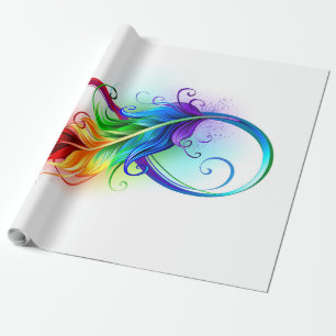 Papier Cadeau Symbole d'infini avec plume arc-en-ciel