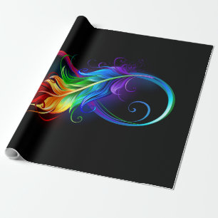 Papier Cadeau Symbole d'infini avec plume arc-en-ciel