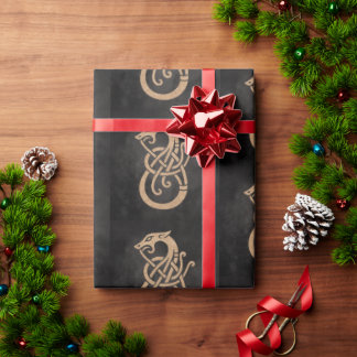 Papier Cadeau Symbole du nœud du serpent viking doré